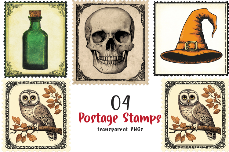 Halloween Postage Stamps Clipart Png