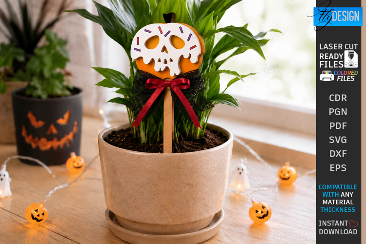 Halloween Pot Stakes Laser Cut | Plant Marker | Skull Laser