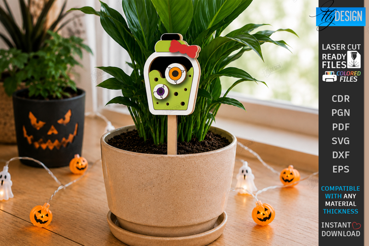 Halloween Pot Stakes Laser Cut | Plant Marker | Monster SVG