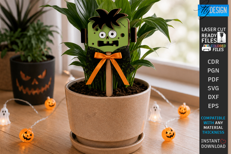 Halloween Pot Stakes Laser Cut | Plant Marker | Monster SVG