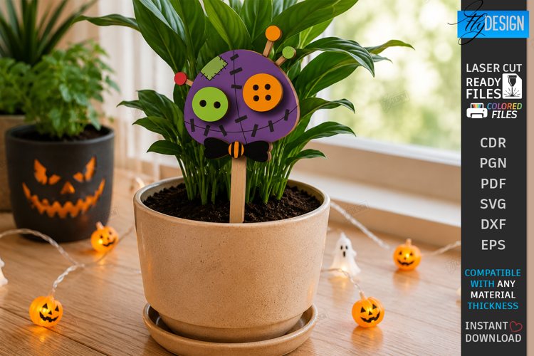 Halloween Pot Stakes Laser Cut | Plant Marker | Monster SVG