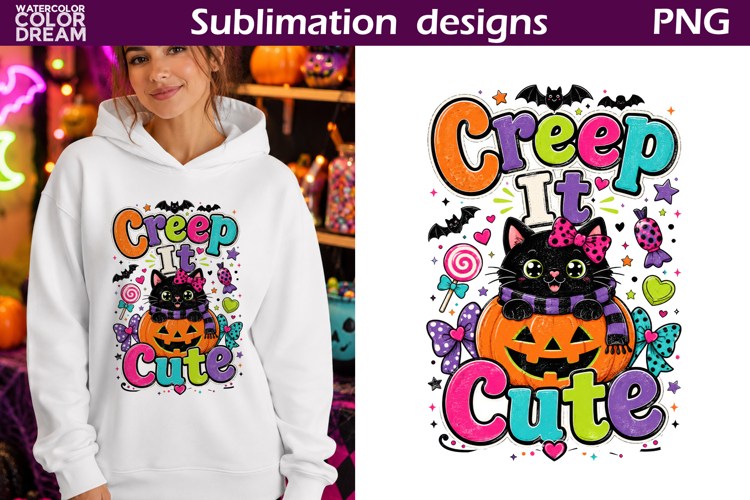 Creep It Cute | Black Cat Halloween Sublimation