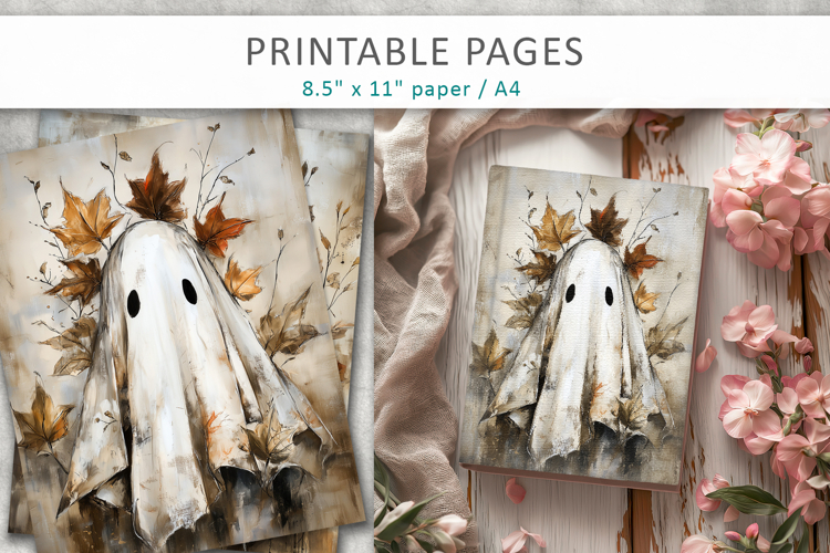 ghost vintage illustrations, halloween pages
