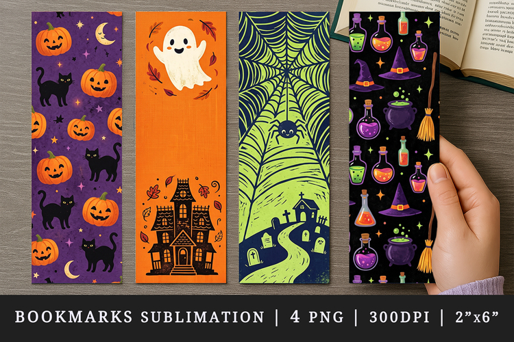 Halloween bookmarks printable sublimation bookmark design
