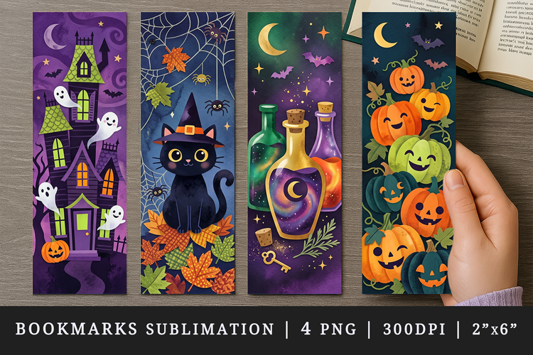 Halloween bookmarks printable sublimation bookmark design