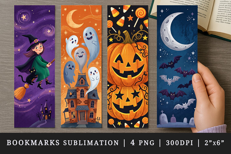 Halloween bookmarks printable sublimation bookmark design example image 1