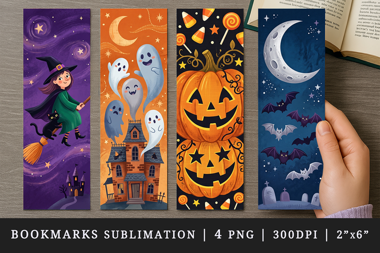 Halloween bookmarks printable sublimation bookmark design