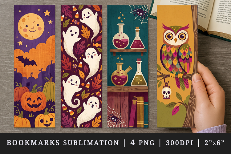 Halloween bookmarks printable sublimation bookmark design