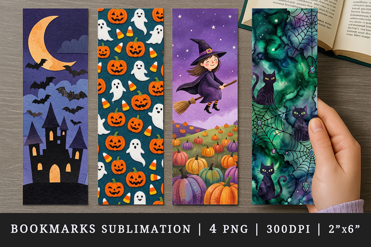Halloween bookmarks printable sublimation bookmark design