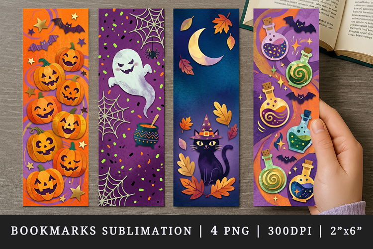 Halloween bookmarks printable sublimation bookmark design