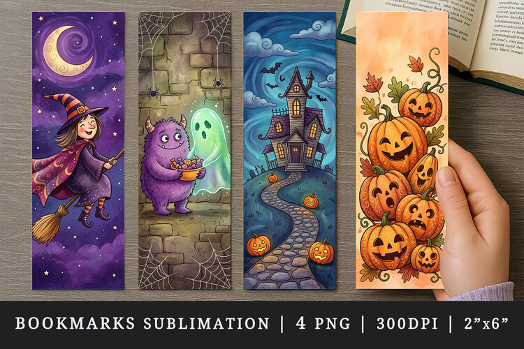 Halloween bookmarks printable sublimation bookmark design example image 1