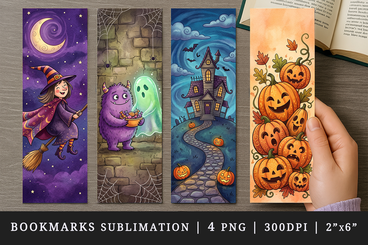 Halloween bookmarks printable sublimation bookmark design