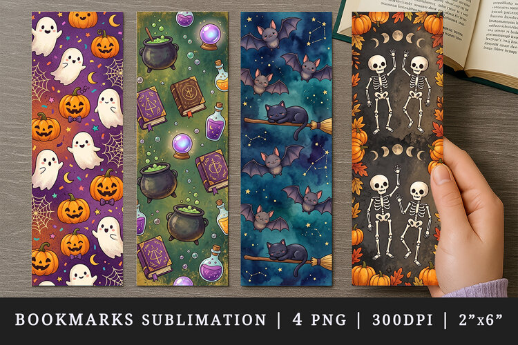 Halloween bookmarks printable sublimation bookmark design example image 1