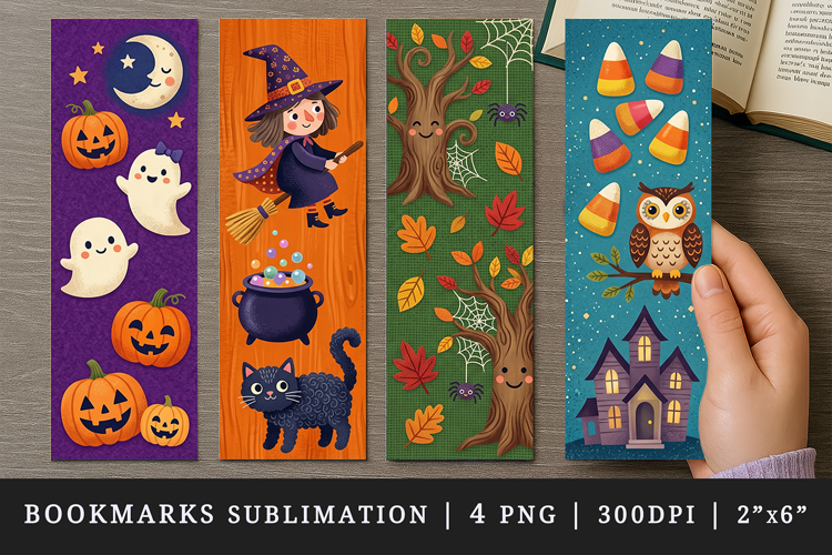 Halloween bookmarks printable sublimation bookmark design