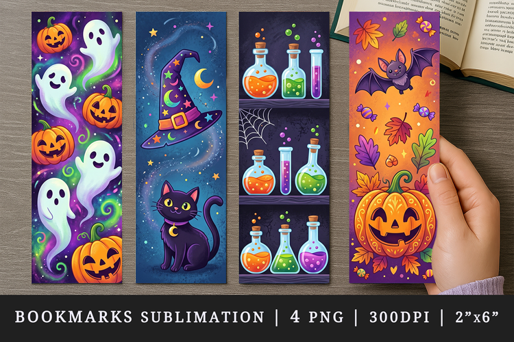 Halloween bookmarks printable sublimation bookmark design
