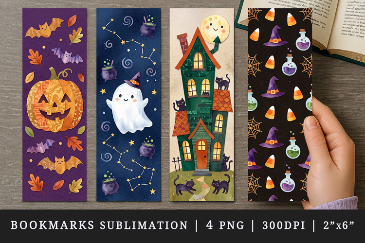 Halloween bookmarks printable sublimation bookmark design