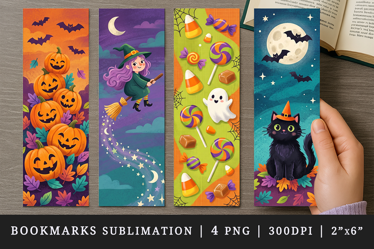 Halloween bookmarks printable sublimation bookmark design