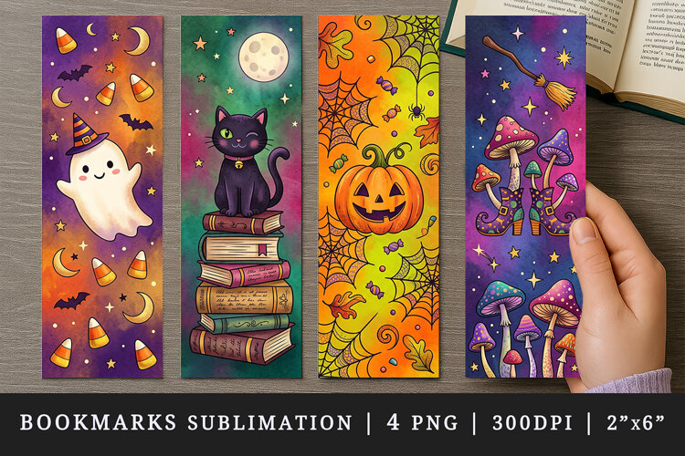 Halloween bookmarks printable sublimation bookmark design example image 1