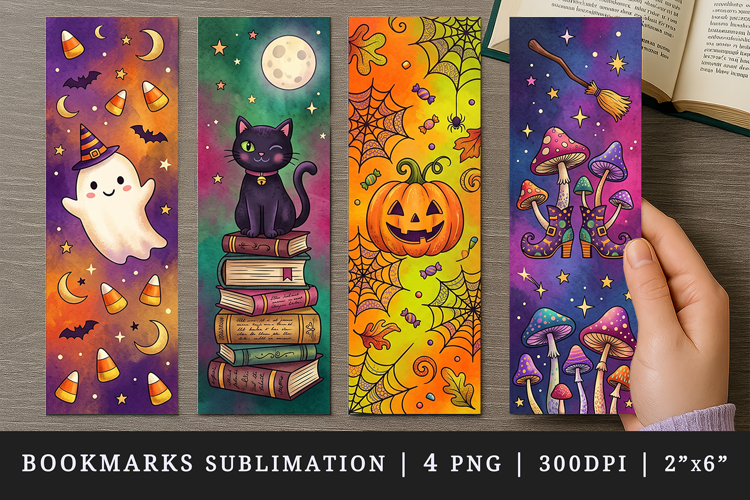 Halloween bookmarks printable sublimation bookmark design