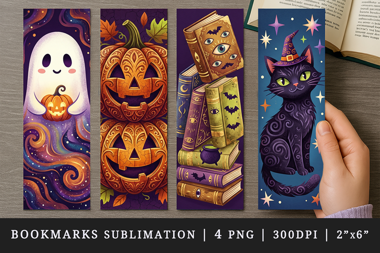 Halloween bookmarks printable sublimation bookmark design