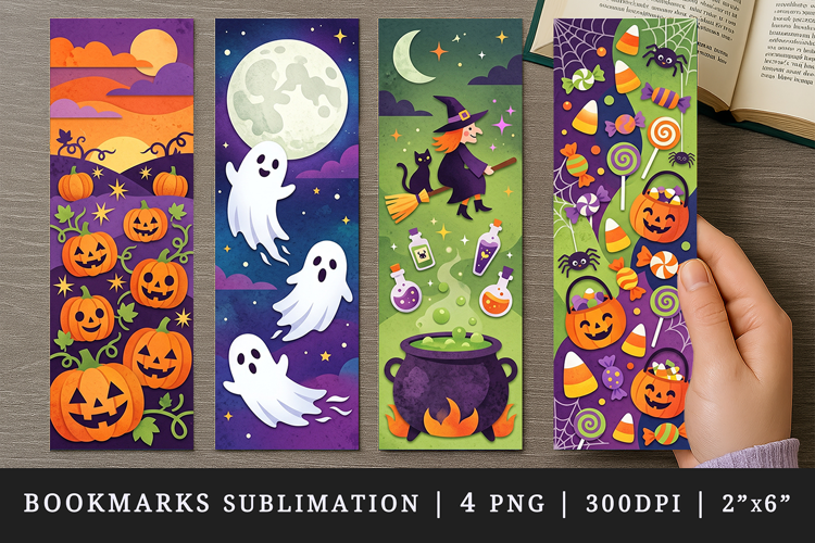 Halloween bookmarks printable sublimation bookmark design
