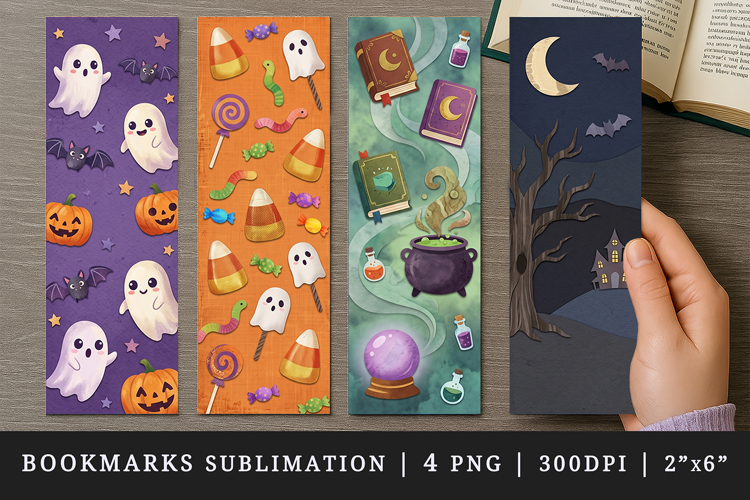 Halloween bookmarks printable sublimation bookmark design