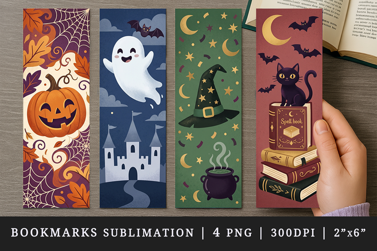 Halloween bookmarks printable sublimation bookmark design