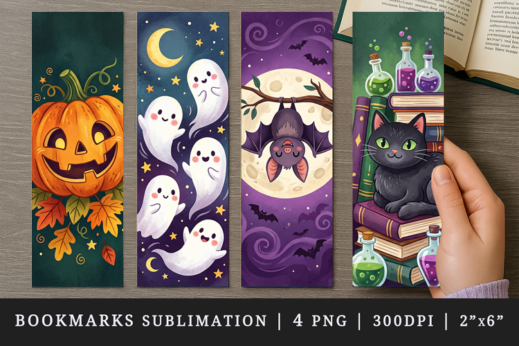 Halloween bookmarks printable sublimation bookmark design