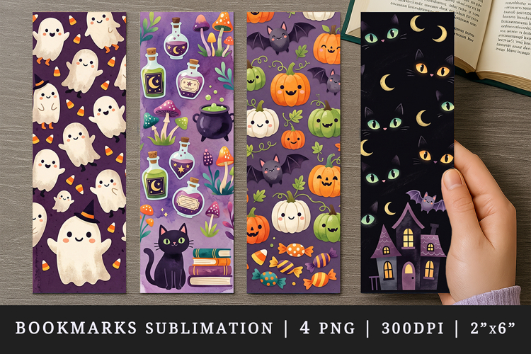 Halloween bookmarks printable sublimation bookmark design