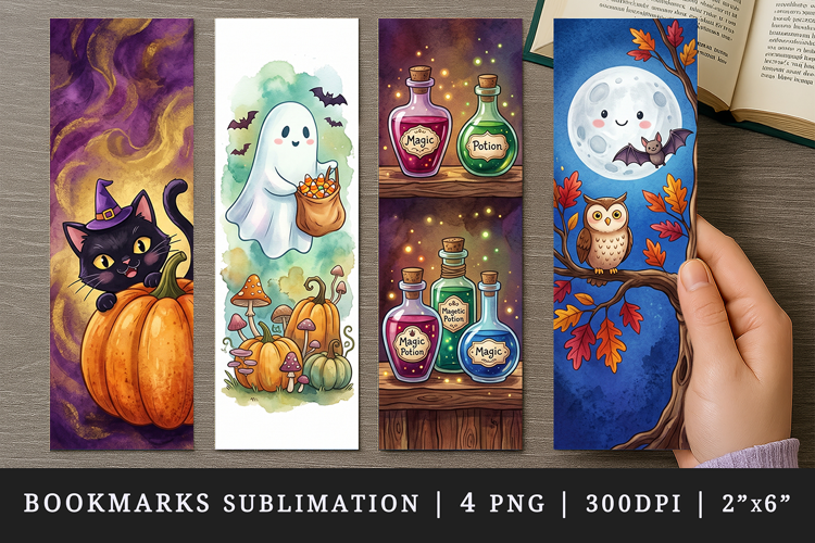 Halloween bookmarks printable sublimation bookmark design
