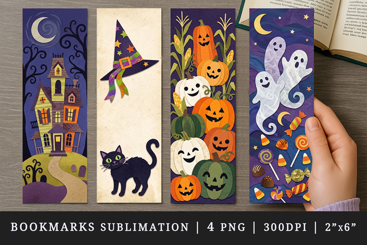 Halloween bookmarks printable sublimation bookmark design