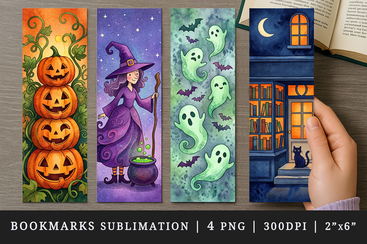 Halloween bookmarks printable sublimation bookmark design