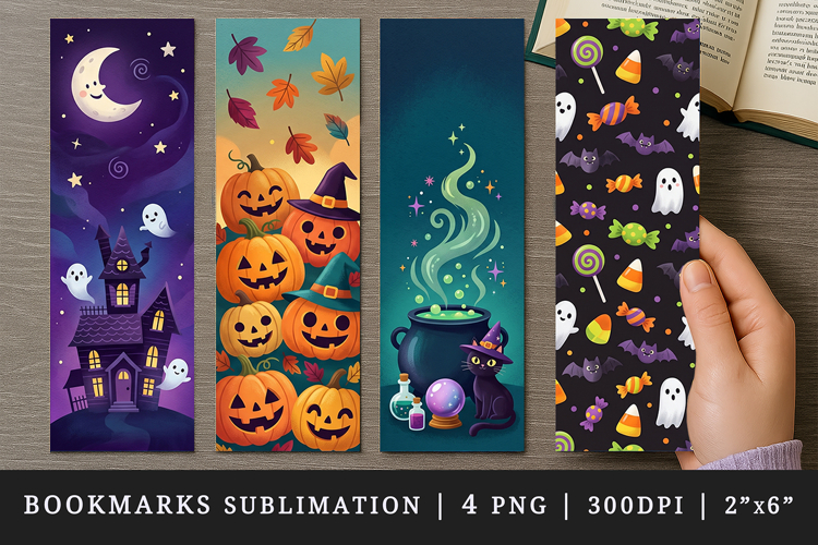 Halloween bookmarks printable sublimation bookmark design