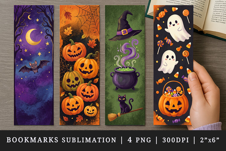 Halloween bookmarks printable sublimation bookmark design example image 1