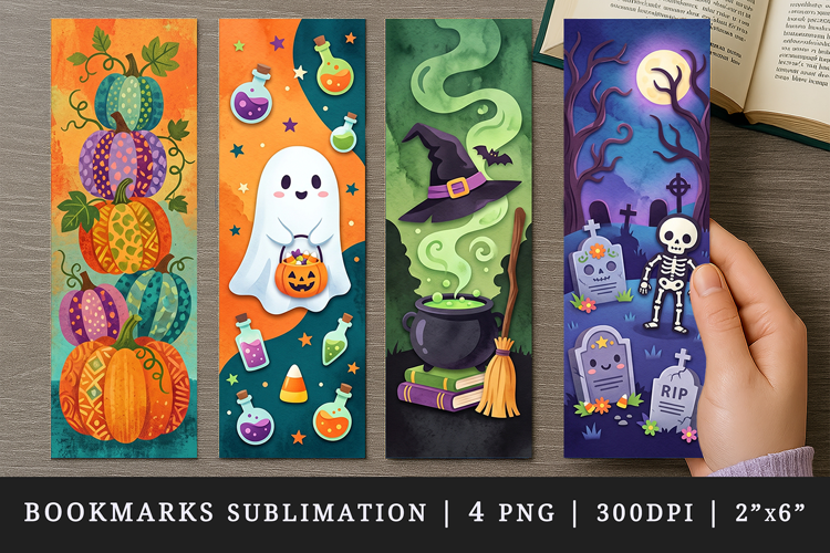 Halloween bookmarks printable sublimation bookmark design