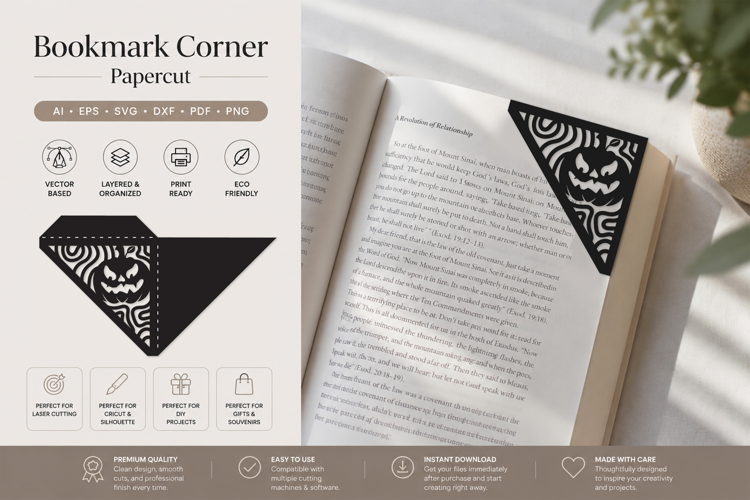 Halloween Pumkin Bookmark Papercut