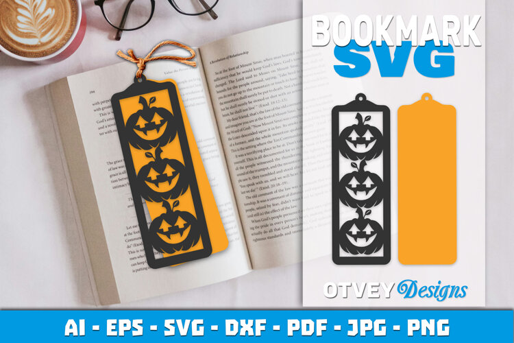 Halloween Pumkin Bookmark Papercut example image 1