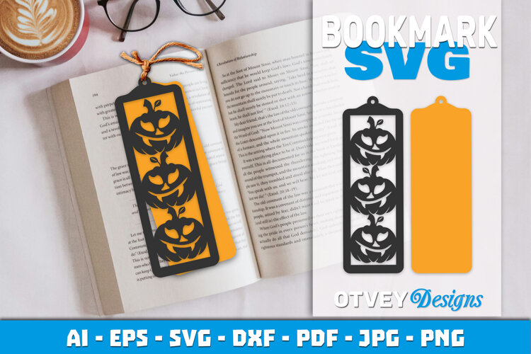 Halloween Pumkin Bookmark Papercut example image 1
