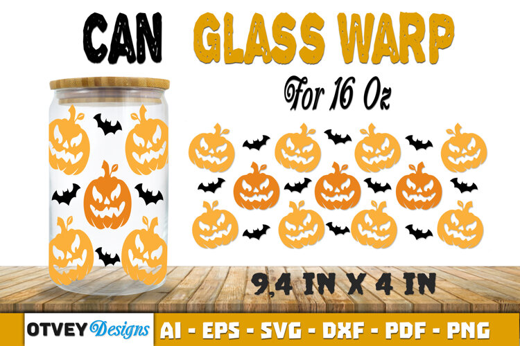 Can Glass 16 Oz Libbey Wrap SVG Halloween SVG example image 1