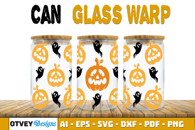 Can Glass 16 Oz Libbey Wrap SVG Halloween SVG example image 1
