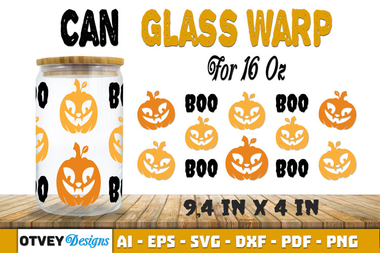Can Glass 16 Oz Libbey Wrap SVG Halloween SVG example image 1