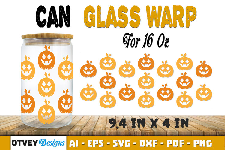 Can Glass 16 Oz Libbey Wrap SVG Halloween SVG example image 1