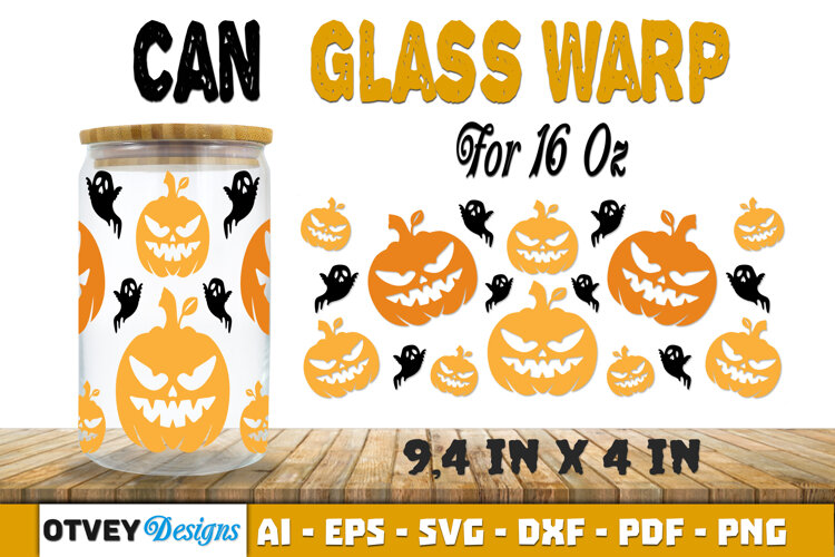 Can Glass 16 Oz Libbey Wrap SVG Halloween SVG example image 1