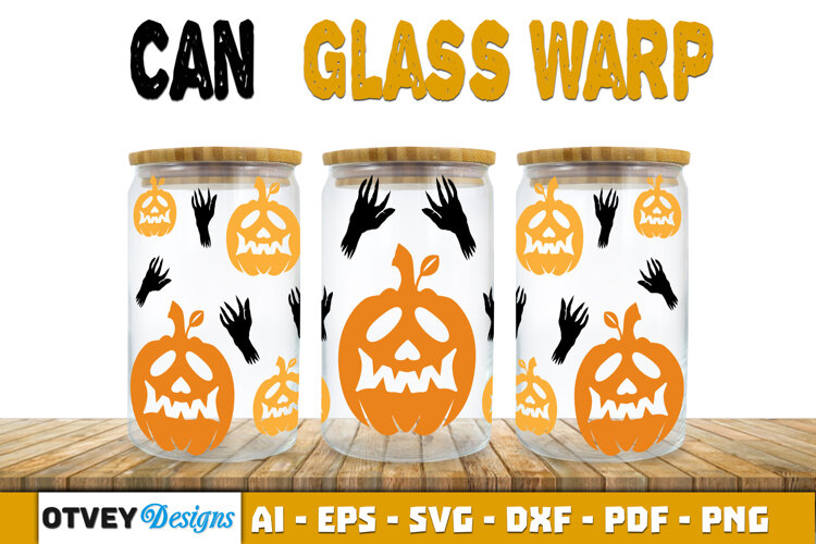 Can Glass 16 Oz Libbey Wrap SVG Halloween SVG example image 1