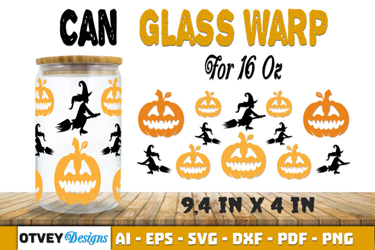 Can Glass 16 Oz Libbey Wrap SVG Halloween SVG example image 1
