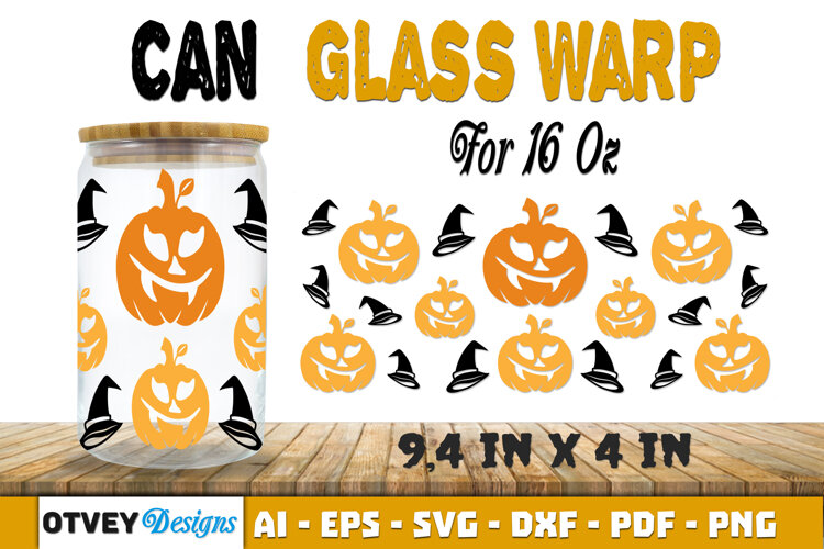 Can Glass 16 Oz Libbey Wrap SVG Halloween SVG example image 1