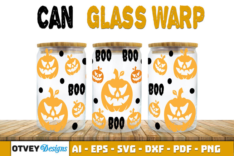 Can Glass 16 Oz Libbey Wrap SVG Halloween SVG example image 1