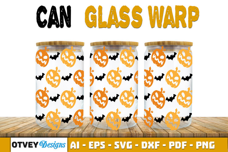 Can Glass 16 Oz Libbey Wrap SVG Halloween SVG example image 1