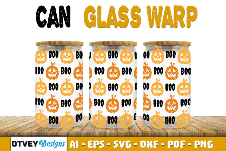 Can Glass 16 Oz Libbey Wrap SVG Halloween SVG example image 1