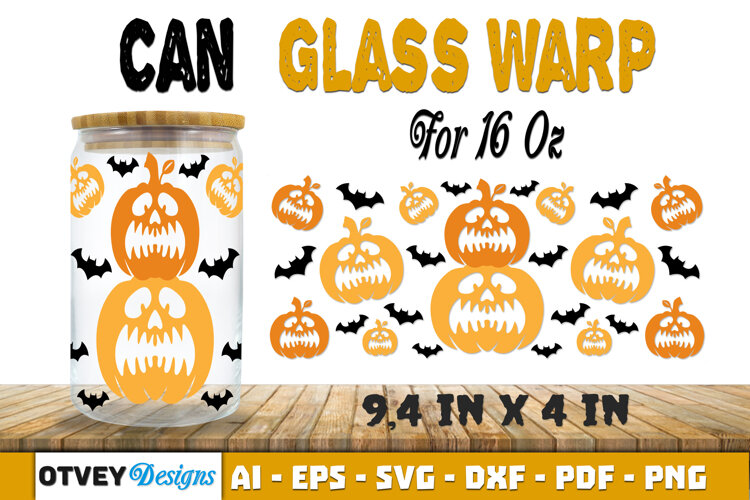 Can Glass 16 Oz Libbey Wrap SVG Halloween SVG example image 1